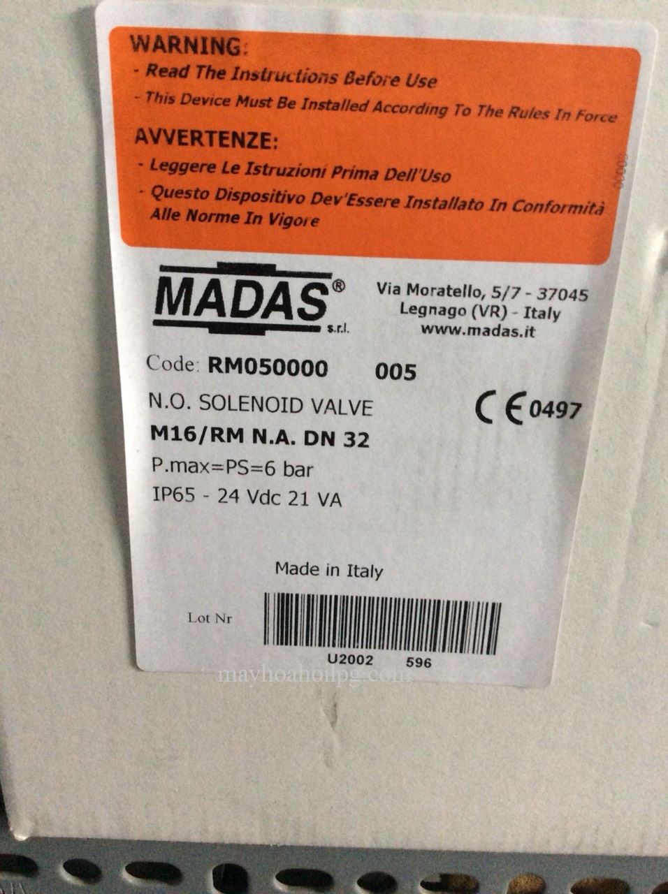 VAN DIEN TU MADAS DN32 THUONG MO, 24VDC